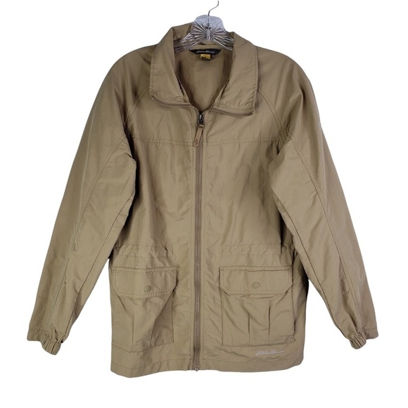 Eddie Bauer Travex Women's Khaki Zip Up Utility Jacket Nylon Hiking Medium - Picture 3 of 7